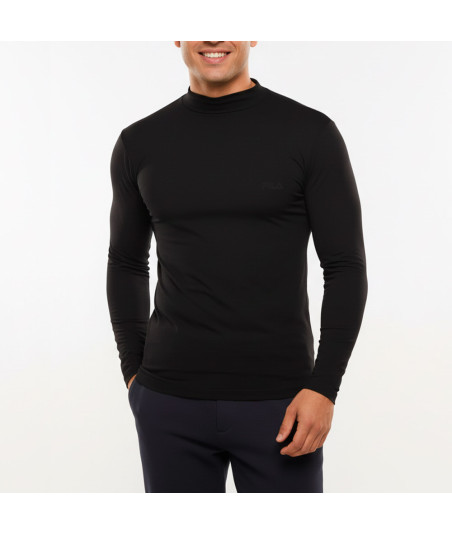 Polo Manga Larga Fila Cuello Alto Negro