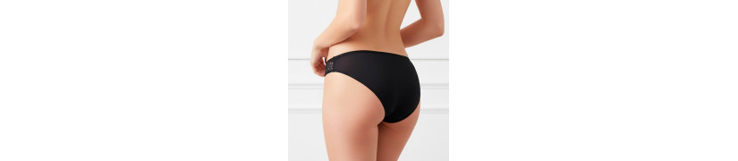 Bikini con Encaje Elasticado Negro Peter Pan