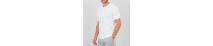 Polo Manga Corta Fila Cuello V Blanco