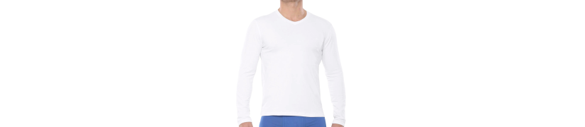 Polo Manga Larga Cuello V Blanco