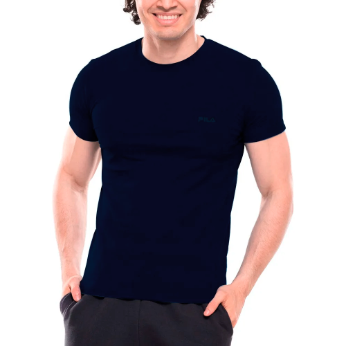 Polo Manga Corta Fila Cuello Redondo Azul Marino