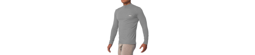 Polo Manga Larga Fila Cuello Alto Plomo Claro