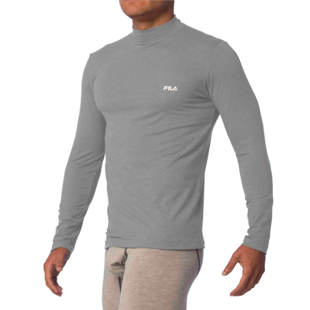 Polo Manga Larga Fila Cuello Alto Plomo Claro