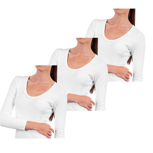 Pack X3 Polo Manga Larga Sweet Cotton - Blanco