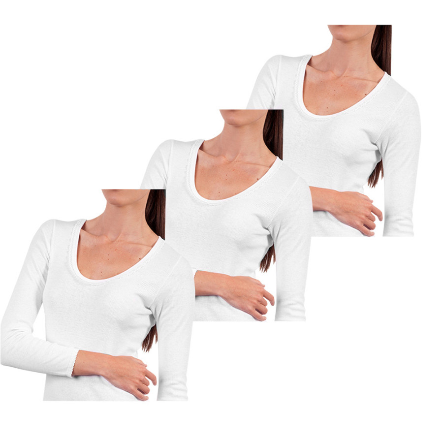 Pack X3 Polo Manga Larga Sweet Cotton - Blanco