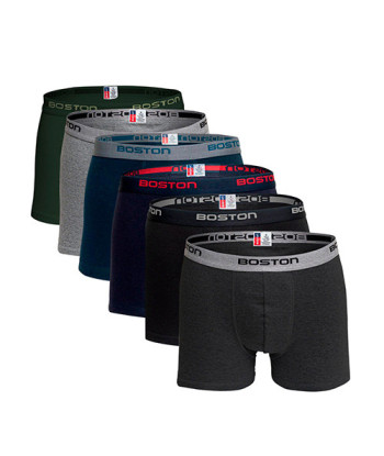 Pack X6 Bóxer Boston Corto Multicolor Algodón