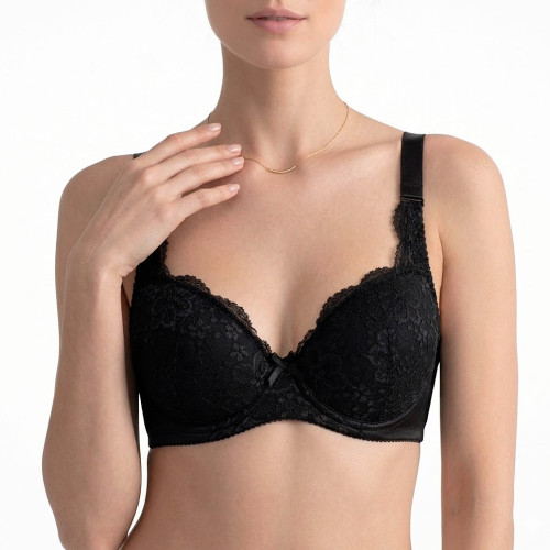 Brasier Peter Pan Realce Medio Con Aro Encaje Negro 5144