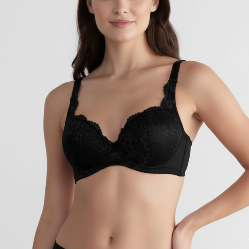 Brasier Peter Pan Realce Medio Con Aro Encaje Negro 5144