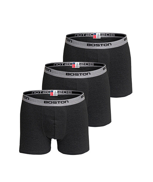 Pack x3 Bóxer Boston Corto Plomo Oscuro