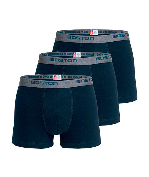 Pack x3 Bóxer Boston Corto Azul Acero