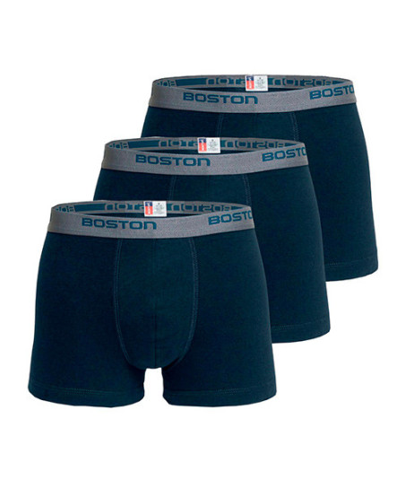 Pack x3 Bóxer Boston Corto Azul Acero
