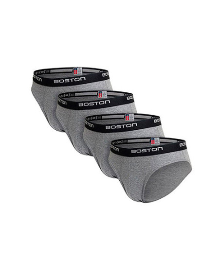 Pack x4 Trusas Boston Hombre Bikini Gris Claro