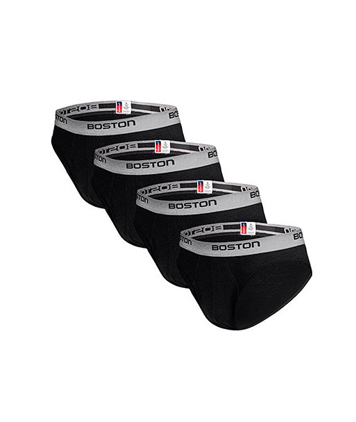 Pack x4 Trusas Boston Hombre Bikini Negro
