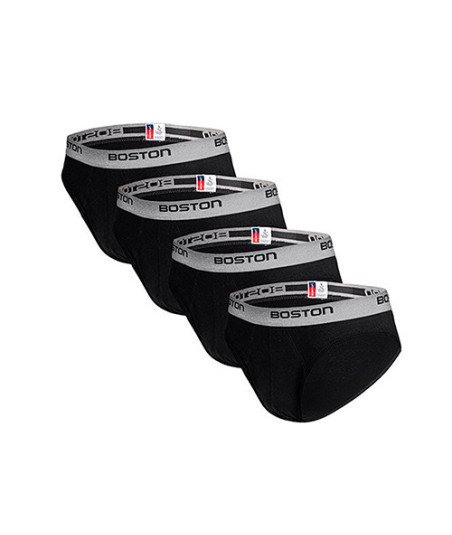 Pack x4 Trusas Boston Hombre Bikini Negro