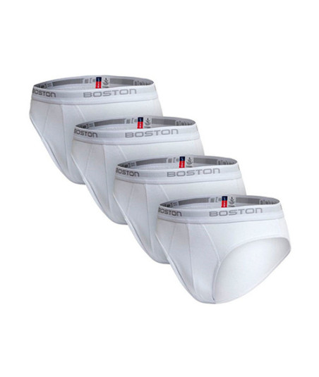 Pack x4 Trusas Boston Hombre Bikini Blanco