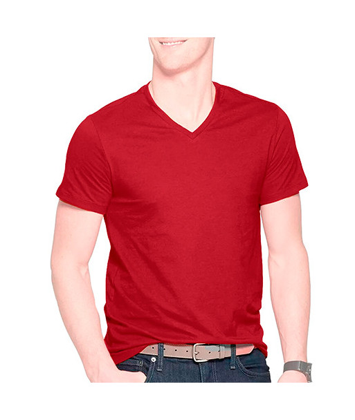 Polo Boston Manga Corta Cuello V - Rojo.