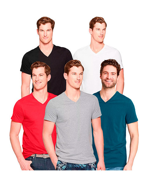 Pack x5 Polo Boston Cuello V Multicolor
