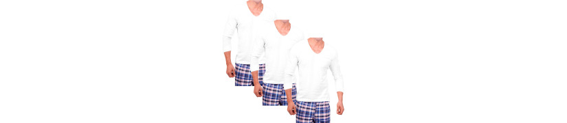 Pack x3 Polo Boston Manga Larga Cuello U - Blanco