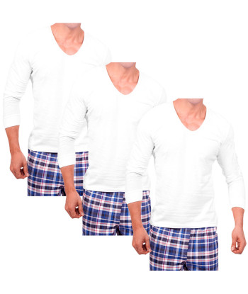 Pack x3 Polo Boston Manga Larga Cuello U - Blanco