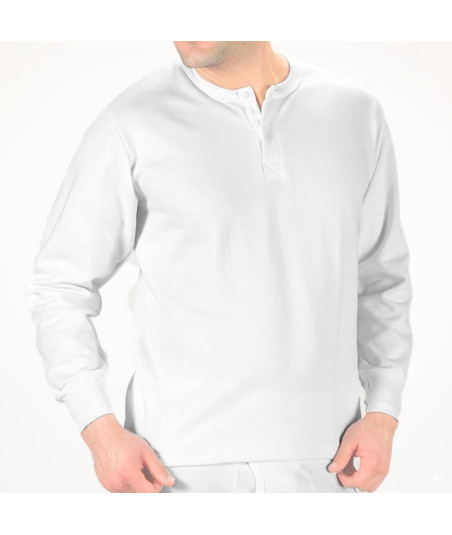 Camiseta Boston Manga Larga de Franela con Botones - Blanco