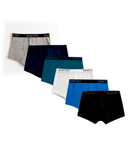 Pack x6 Bóxer Corto Boston Niños Multicolor
