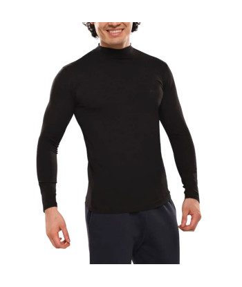 Polo Manga Larga Fila Cuello Alto Negro