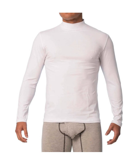 Polo Manga Larga Fila Cuello Alto Blanco