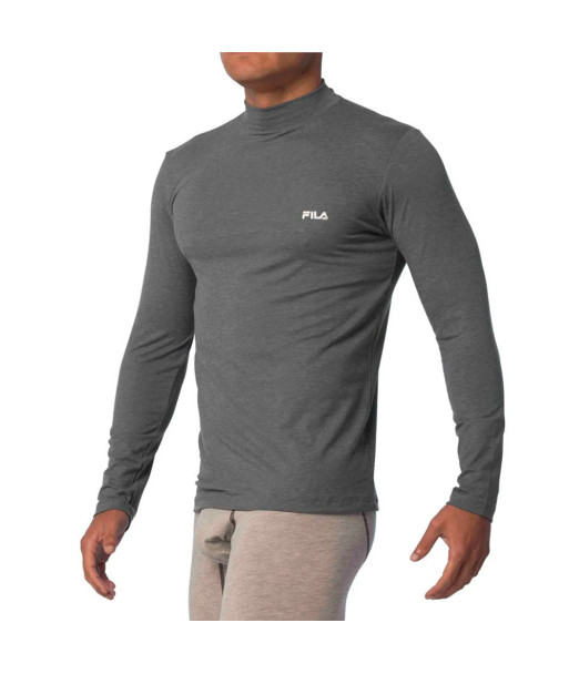 Polo Manga Larga Fila Cuello Alto Plomo Oscuro