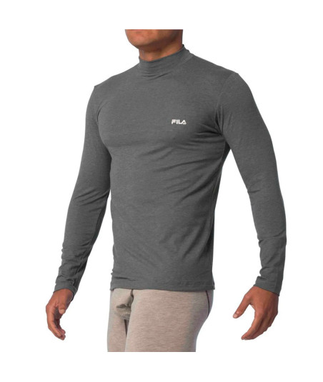 Polo Manga Larga Fila Cuello Alto Plomo Oscuro