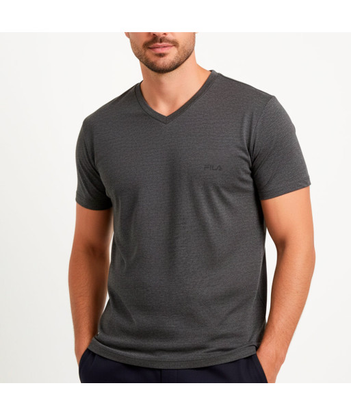 Polo Manga Corta Fila Cuello V Plomo Oscuro