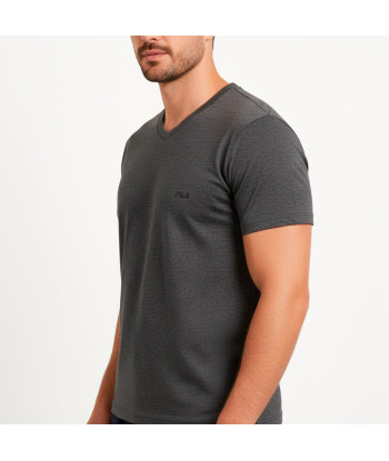 Polo Manga Corta Fila Cuello V Plomo Oscuro