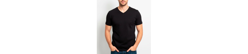 Polo Manga Corta Fila Cuello V Negro