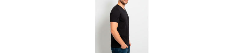 Polo Manga Corta Fila Cuello V Negro