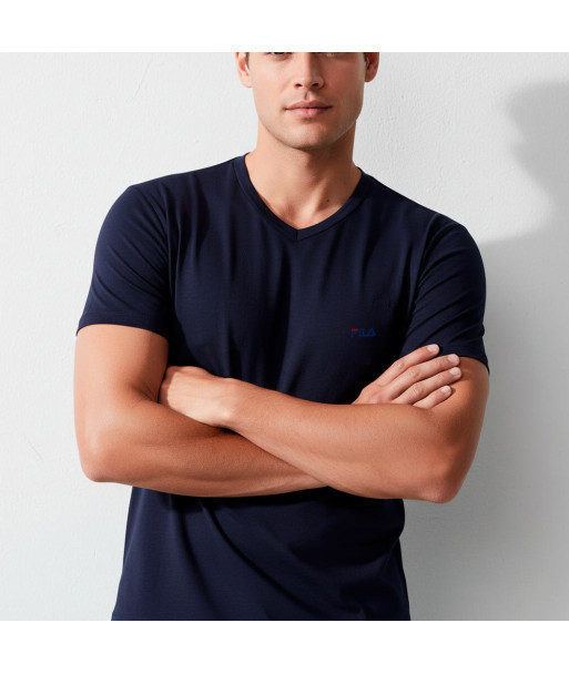 Polo Manga Corta Fila Cuello V Azul marino