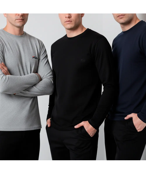 Pack X3 Polo Manga Larga Fila Cuello Redondo Multicolor