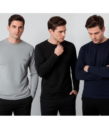 Pack X3 Polo Manga Larga Fila Cuello Redondo Multicolor